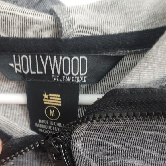 Hollywood Men's Heather Gray Full Zipper Hooded Jacket Size M - Picture 2 of 3